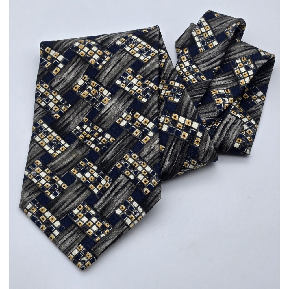 Guy Laroche Diffusion Silk Tie Mens Black Gray Geometric‎ Classic Dress Canadian